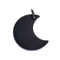Black crescent moon pendant in polished metal finish with silver ring for DIY jewelry - Moon / Black