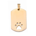 Rectangular gold stainless steel pendant with hollowed-out paw print design - Gold Hollow Dog Paw