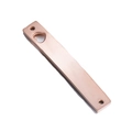 Rose gold rectangular stainless steel tag with hollow heart design and dual holes - Double Hole / Rose Gold