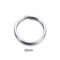 Flat 25mm silver split ring made of polished stainless steel for DIY keychains - 25mm / Steel