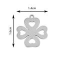 Pendentif trèfle ajouré en acier inoxydable argenté, dimensions 1,4 cm x 1,6 cm - Trèfle à quatre feuilles / Acier