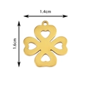 Pendentif trèfle doré évidé en acier inoxydable, dimensions de 14 mm par 16 mm - Trèfle à quatre feuilles / Or