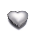 Polished silver heart-shaped photo locket pendant in stainless steel with hinge - Silver Tone Small Heart