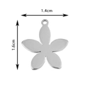 Pendentif fleur en acier inoxydable argenté, dimensions 1,4x1,6cm pour bijoux - Fleur à cinq pétales / Acier