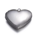 Polished silver heart-shaped stainless steel locket pendant with smooth mirror finish - Silver Tone Large Heart