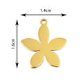 Pendentif fleur en acier inoxydable doré poli de 1,4 cm de large pour la création de bijoux - Fleur à cinq pétales / Or