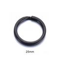 Flat 25mm black stainless steel split key ring for DIY keychain accessories - 25mm / Black