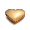 Polished gold heart locket pendant in stainless steel with hinge and photo storage - Gold Tone Large Heart