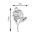 Pendentif fleur de rose évidée en acier inoxydable argenté, taille 1,7cm x 1,0cm - Rose / Acier