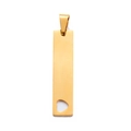 Ciondolo rettangolare dorato in acciaio inox con cuore traforato e anello piatto - Barra Cuore Cavo / Oro