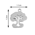 Charm arbre de vie en acier inoxydable argenté poli avec design ajouré - Arbre de Vie / Acier
