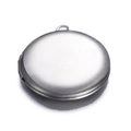 Polished silver stainless steel round locket pendant with hinge for DIY photos - Silver Tone Round