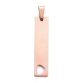 Ciondolo rettangolare minimalista con cuore traforato in finitura oro rosa lucido - Barra Cuore Cavo / Oro rosa