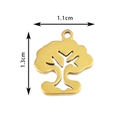 Pendentif arbre ajouré doré en acier inoxydable pour bijoux DIY, taille 1,1x1,3cm - Arbre de Vie / Or
