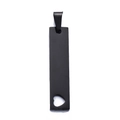 Pendente rettangolare nero in acciaio inossidabile con intaglio decorativo a cuore - Barra Cuore Cavo / Nero