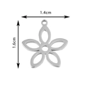 Pendentif fleur évidée en acier inoxydable poli, 1,4 cm x 1,6 cm pour bijoux DIY - Fleur Creuse / Acier