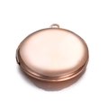 Polished rose gold round stainless steel locket pendant with mirror finish and hinge - Rose Gold Tone Round