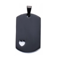 Rechthoekige zwarte roestvrijstalen dogtag hanger met een hartvormig uitgesneden detail - Zwart