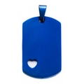 Blauwe roestvrijstalen militaire dogtag hanger met hartuitsparing en glans - Blauw