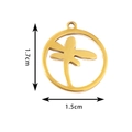 Goldener Libellen-Anhänger aus Edelstahl im Hohl-Design für DIY-Schmuckherstellung - Gold Runde Libelle