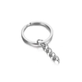 Makroaufnahme von 25mm Silber-Metall-Spaltring mit kleiner Drehmomentkette für DIY-Schlüsselanhänger - Silber (25mm)
