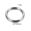 Polished silver stainless steel O-ring connector, size 2.0x20mm, weight 1.4g for DIY - Solid Ring (D00031) / Steel Color (Large)