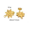 Goldene Edelstahl-Ohrstecker in Sonnenblumenform mit Rosenmuster und Anhängerschlaufe - Rosenmuster Sonnenblume Stil / Gold 1#