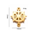 Golden stainless steel ship wheel pendant connector, maritime charm 21mm x 14mm size - Gold Rudder