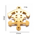 Golden stainless steel ship wheel and anchor charm connector with 29mm height - Gold Anchor