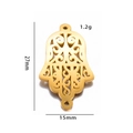 Gold Hamsa Hand charm with hollow design and double rings, size 27x15mm for DIY jewelry - Gold Hamsa Hand