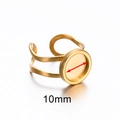 Base per anello regolabile in acciaio dorato con vassoio rotondo da 10mm per gioielli fai-da-te - 10mm Tondo / Oro
