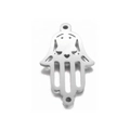 Silver stainless steel Hamsa Hand connector with hollow heart design for DIY jewelry - Steel Color Hamsa Hand