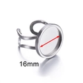 Base per anello regolabile in acciaio inox con vassoio rotondo da 16mm per gioielli fai da te - 16mm Rotondo / Color Acciaio