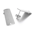 Ασημί ορθογώνια σκουλαρίκια από ανοξείδωτο ατσάλι με τρύπα για χειροποίητα κοσμήματα - Χρώμα Ατσαλιού (Ορθογώνια Υφή με Τελείες)