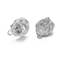 Pendientes de rosa de acero inoxidable plateado con bucle para creación de joyas DIY - Acero 6#
