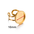 Base per anello regolabile in acciaio dorato con vassoio tondo da 16mm per gioielli - 16mm Rotondo / Oro