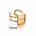 Verstellbare goldene Ringfassung aus Edelstahl mit 10mm quadratischer DIY-Basisplatte - 10MM Quadrat / Gold