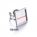 Verstellbare quadratische Ringbasis aus Edelstahl für DIY-Schmuck in glänzendem Silber - 18mm Quadratisch / Stahlfarben