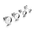 DIY stainless steel stud earring settings with multiple sizes and butterfly backs - 4mm / Steel