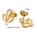 Pendientes de hoja dorada en acero inoxidable 14x11mm piezas para joyas DIY - Oro 9#