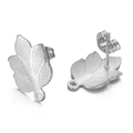 Pendientes de acero inoxidable plateado en forma de hoja con lazo para joyería DIY - Acero 10#