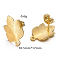 Pendientes de hoja dorada de acero inoxidable con textura de rejilla y agujero DIY - Dorado 10#