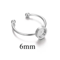 Anello regolabile in acciaio argento con base da 6mm per creazione gioielli DIY - Acciaio 6 mm