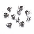 Bright silver stainless steel bead tips and calottes for necklace jewelry making - Inner 2.4mm / Steel Color Left-Right Opening