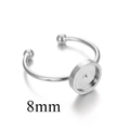 Base per anello aperto 8mm in acciaio inossidabile argento per creazione gioielli DIY - Colore Acciaio 8mm