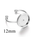 Base per anello regolabile da 12mm in acciaio inossidabile argento per gioielli DIY - Colore Acciaio 12mm