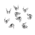 Polished silver stainless steel bead tips for jewelry chain end connections - Inner 2.4mm / Steel Color Up-Down Opening