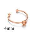 Base anello regolabile oro rosa con castone da 4mm per creazione di gioielli - Oro rosa 4mm