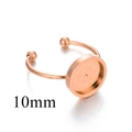 Base per anello regolabile da 10mm in acciaio inossidabile oro rosa con vassoio - Oro rosa 10mm