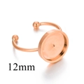 Base per anello regolabile in oro rosa con vassoio tondo 12mm per gioielli fai da te - Oro Rosa 12mm